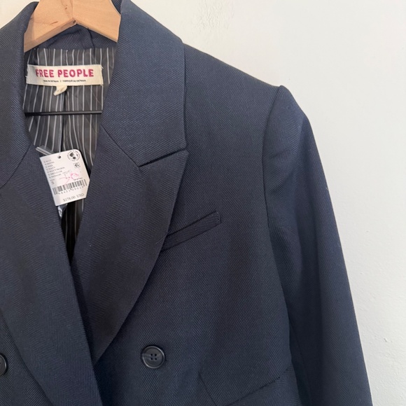 Free People Betty Padded Shoulder Double Breasted Blazer - Picture 7 of 9